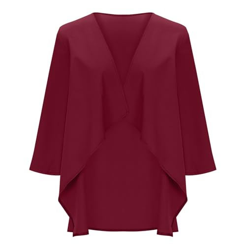 Women's Open Front Cardigan 3/4 Sleeve Lightweight Draped Soft Chiffon Bolero Shrug for Dresses4