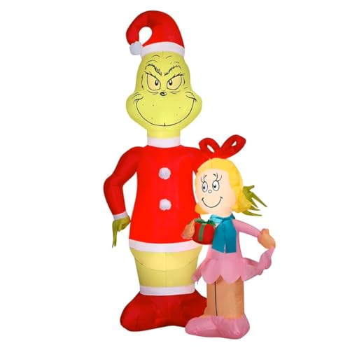 Dr. Seuss Grinch and Cindy Lou Who Christmas Inflatable Scene, 6ft, with LED Lights, Indoor/Outdoor...