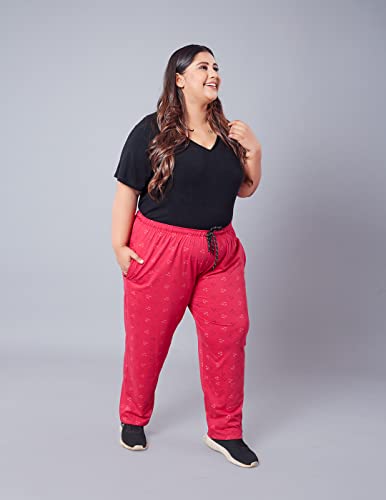 Image of CUPID Women's Plus Size Cotton Printed Pajamas, Nightwear, Lounge Wear, Walk Wear Lowers, Regular Fit Track Pants for Ladies M to 7XL