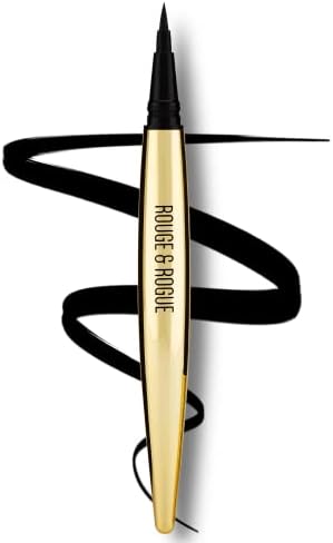 Rouge & Rogue Waterproof Liquid Eyeliner – Ultra-Black, Smudge-Proof, Long-Lasting, Vegan, Cruelty-Free, Precision Brush Tip for Winged Liner & Cat Eye