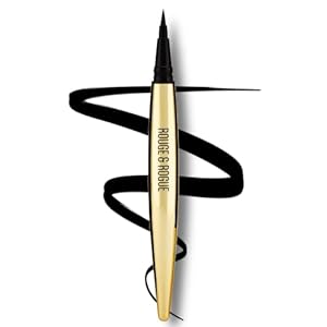 Rouge & Rogue Waterproof Liquid Eyeliner – Ultra-Black, Smudge-Proof, Long-Lasting, Vegan, Cruelty-Free, Precision Brush Tip for Winged Liner & Cat Eye