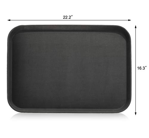 New Star Foodservice 25279 Restaurant Grade Non-Slip Tray, Plastic, Rubber Lined, Rectangular, 16-Inch X 22-Inch, Black #TOP1