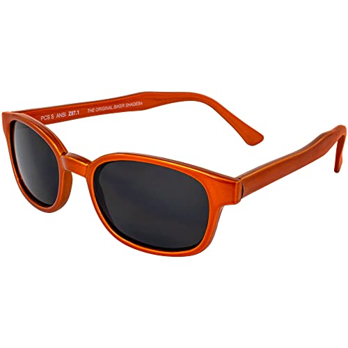 Kd'S Metallic Orange Frame/S/D Grey Lens Rectangular Sunglasses, Black, 55mm, 60mm
