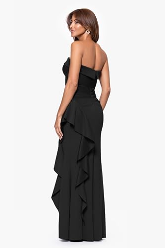 Xscape Women's Long Scuba Tech Strapless Ruffle Dress3