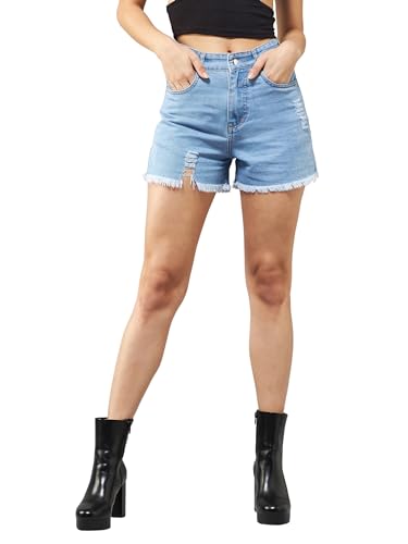 Image of Dolce Crudo Women's Regular High Rise Stretchable Denim Shorts