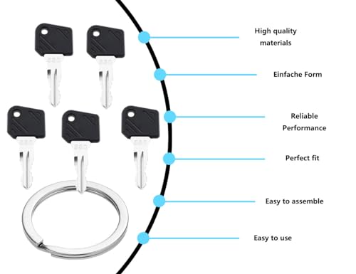 Lhbwhiz Zündschlüssel Set,5 Stück Zündschlüssel und 1 Stück Schlüsselbund,Kompatibel mit He-li-Gabelstaplern,Kompatibel mit Lin-de-Gabelstaplern 702 801 802 503 530,für Schwere Geräte Ersatzschlüssel