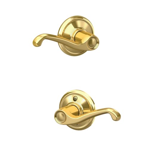 SCHLAGE Flair Hall/Closet Passage Door Handle, Reversible, Bright Brass - image 1
