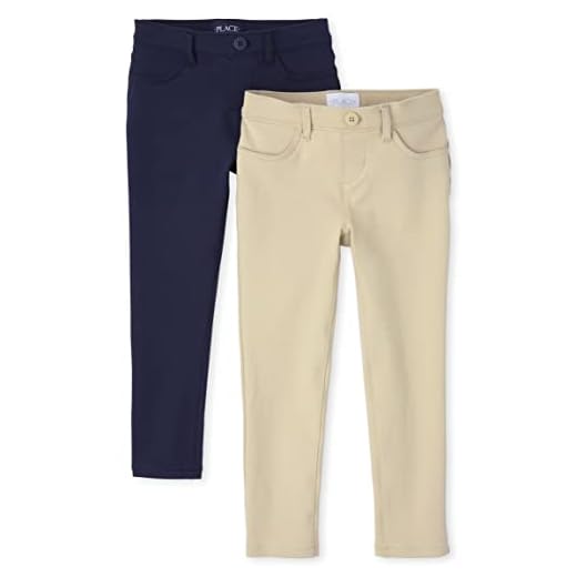 The Children's Place girls Uniform Ponte Knit Pull on Jeggings 2-pack Pants, Sandy/Tidal 2 Pack, 8 Slim US