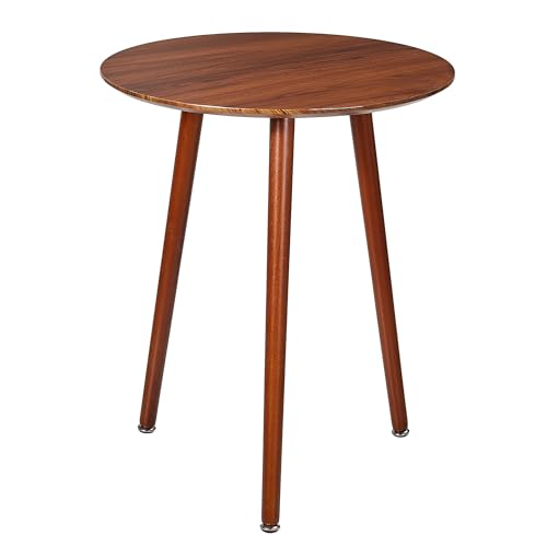 VECELO Round Side Table Small End Table for Indoor Outdoor Wooden Bedside Table with Non-Slip Foot Pads 3-Legged Nightstand for Living Room Bedroom Bathroom 20 x 20 x 23.8 Rustic Walnut