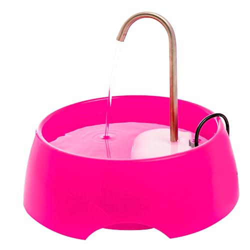 AMICUS - Fonte Bebedouro de Água Portátil AQUA MINI para Gatos e Cães - Fontes de Água para Pets, Bebedouro para Animais de Estimação - Adaptável, Aço Inoxidável, Bivolt - 1,2L de Capacidade - Rosa