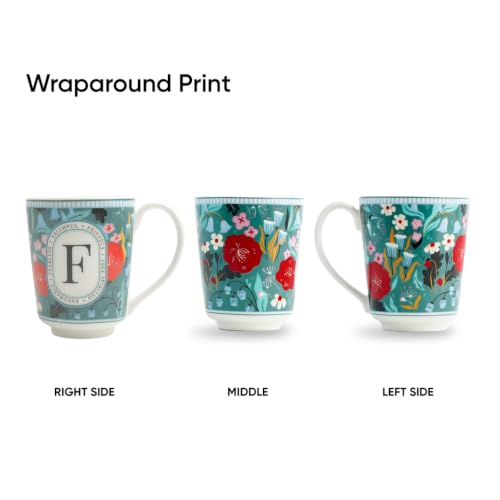 Image of Shay Alphabet Mug 300ml, Letter F Printed Coffee Mug for Girls, Boys, Friends | Ceramic Mug |Glossy Finish | Ceramic Coffee Cup | Porcelain | Microwave Safe (Alphabet Mug - F)