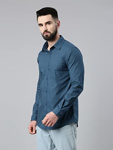Image of THE SOUL PATROL Men's Casual Regular Fit Full Sleeve Premium Cotton Button-Down Shirt with Single Patch Pocket - Stylish, Classic, Comfortable, and Elegant for Everyday Wear