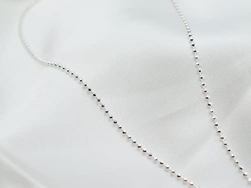 PORI JEWELERS 925 Sterling Silver 1MM, 1.2MM, 1.5MM, 1.8MM, 2MM, 2.2MM, 3MM, 4MM, 5MM Diamond Cut Bead Chain Necklace - Made in Italy2