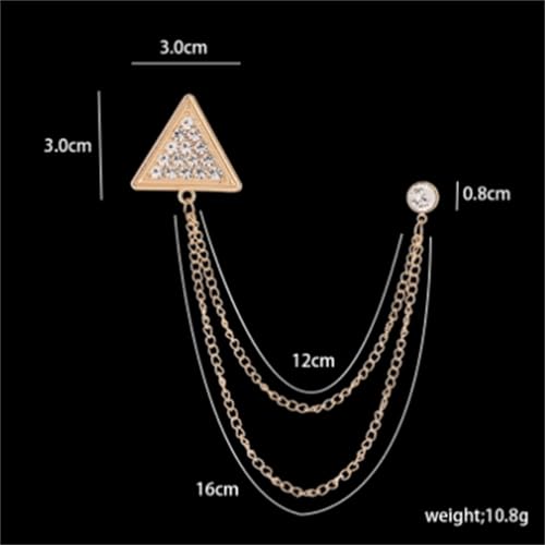 Image of 2PCS Crystal Hanging Chain Brooch Suit Pin for Men Women Vintage Crown Cross Star Diamond Broochs Gold and Silver Wedding Brooch for Clothes Dress Hats Bags Accessory