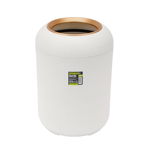 Royalford Plastic Round Dust Bins Indoor Garbage Waste for Office Bedrooms Home Bathroom White 9.5L RF12251