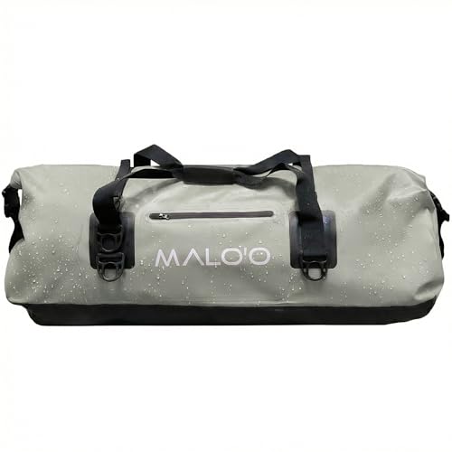 Malo’o Waterproof Dry Duffel, Heavy-Duty Roll Top Waterproof Gear Bag with Shoulder Strap & Molle Loops, Marine Duffel for Kayaking, Boating, Camping, Beach & Travel, Grey, 100L