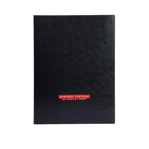 Image of Worldone A3 size (approx double of A4-photocopy paper) 1.2mm Virgin PP Portfolio Display Book -40 Fixed (non removable) Top Loading Photocopy safe Binder Sleeves, (44.5*32*2.5 cm), Black, Set of 1
