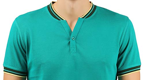 Image of Zebu Men's Half Sleeve Cotton Henley Neck Tshirt with bio wash (Pack of 1).