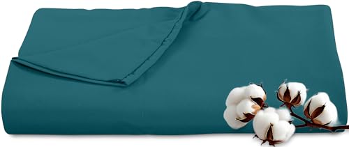 Image of Royale Linens 300 Thread Count 100% Long Staple Combed Cotton Flat Sheet - Super Soft - Top Sheets - Full Flat Sheet Sold Separately - Breathable, Cool & Crisp Percale Sheets Only (Full, Teal)