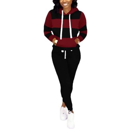 Nimsruc Two Piece Outfits For Women Jogging Suits Casual Small 3136 Black Fuchsia