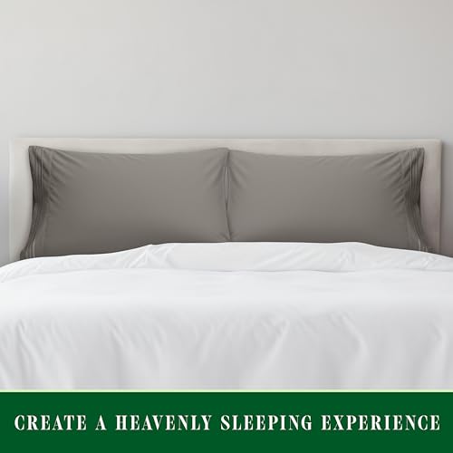Image of Elegant Comfort Luxury Ultra-Soft 2-Piece Pillowcase Set 1500 Thread Count Egyptian Quality Microfiber Double Brushed-100% Hypoallergenic-Wrinkle Resistant, Standard /Queen Size, Grey