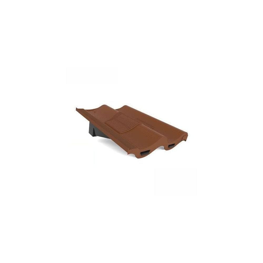 Manthorpe Antique Single Pantile Roof Ventilation Tile Vent and Mechanical Extraction - Suitable for Use Down Roof Pitch - Dark Brown