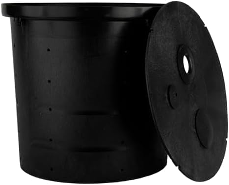 Crawl Space DIY Sump Pump Basin with Lid, 15 Gallon Perforated Sump Basin Bucket, Pre-Drilled Drainage Holes for Crawl Space, Yard & Foundation Drainage, 18” Tall