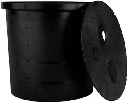 Crawl Space DIY Sump Pump Basin with Lid, 15 Gallon Perforated Sump Basin Bucket, Pre-Drilled Drainage Holes for Crawl Space, Yard & Foundation Drainage, 18 Tall