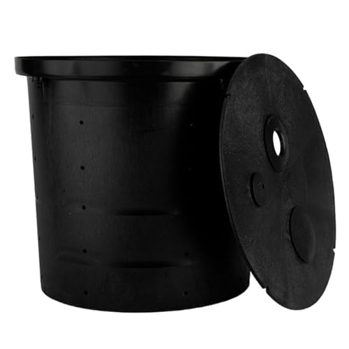 Crawl Space DIY Sump Pump Basin with Lid, 15 Gallon Perforated Sump Basin Bucket, Pre-Drilled Drainage Holes for Crawl Space, Yard & Foundation Drainage, 18” Tall
