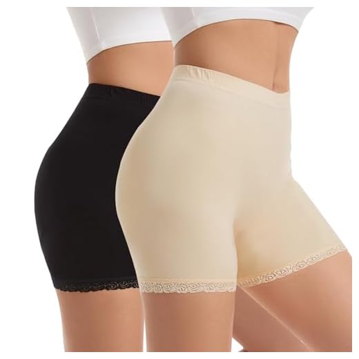 Vinconie korta leggings för kvinnor anti-skavande shorts under klänning shorts spets