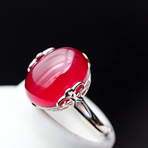 Bague ajustable femme vintage style national en rubis artificiel pour fête
