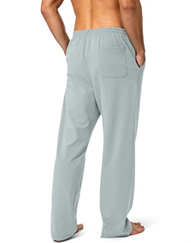 Image of Pudolla Men's Cotton Yoga Sweatpants Athletic Lounge Pants Open Bottom Casual Jersey Pants for Men with Pockets