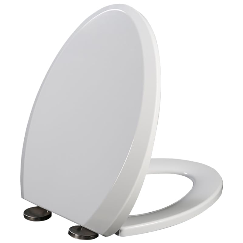 Tapa WC De Cierre Suave, Tapa De Inodoro Universal Tipo V Con Topes Antideslizantes, Liberación Rápida Para Una Fácil Instalación Y Limpieza, Asiento De Inodoro Alargado De PP Duradero, Blanco (01A)
