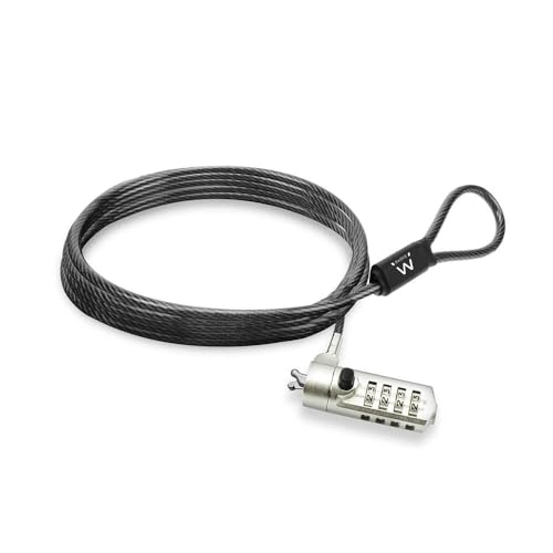 [CAVO DI SICUREZZA UNIVERSALE] Universale e facile da utilizzare con qualsiasi computer portatile e desktop con lo slot di sicurezza Wedge (3.2 x 4.5mm) integrato. Il lucchetto di sicurezza EW1243 protegge il notebook e il vostro desktop pc da un facile furto. Funziona come un lucchetto per biciclette. Basta fissare il cavo in acciaio da 1,5 metri ad un tavolo o scrivania e comporre una combinazione di numeri per l'attivazione del blocco. Ideale per l'uso in ufficio, biblioteca e altri luoghi pubblici.
