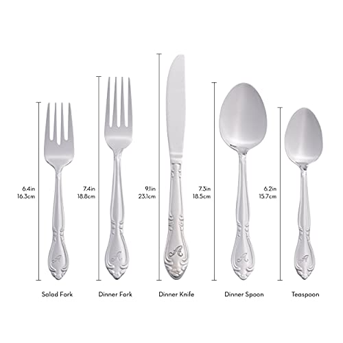 Riverridge 5417-843-D Rose 46 Piece Monogrammed Flatware Set, Letter D, No Size, Silver #TOP7