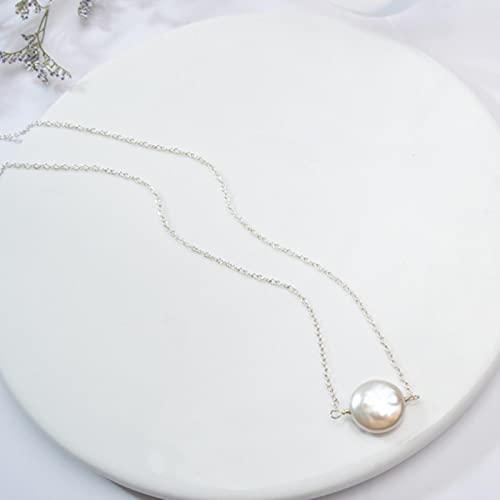 Collier en argent 925 et perle de culture d'eau douce naturelle YZCIS pour femme