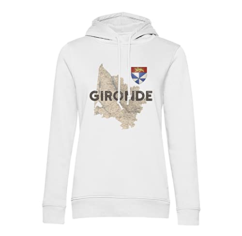 Sweat à capuche Gironde 33 motif carte ancienne Bordeaux en coton confortable