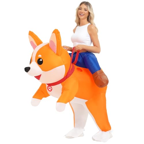 Aufblasbares Halloween-Kostüm für Erwachsene - Hunde-Tieranzug, Corgi-Outfit für Damen und Herren, Lustige Cosplay-Party