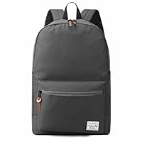 VASCHY School Backpack, Unisex Slim Lightweight Water-resistant Minimalist Backpack for Men Women College Schoolbag Travel Bookbag Gray