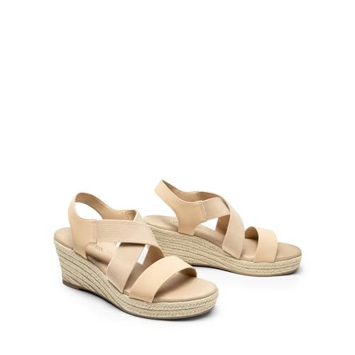 Image of DREAM PAIRS Womens Platform Espadrilles Wedge Sandals, Slip on Elastic Ankle Strap Sandals for Women Casual Dressy Summer
