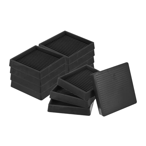 Image of M METERXITY 12-Pack Furniture Coasters Cups, 3 inch Square Rubber Anti Slide Floor Protector Pads for Sofa Chair /Piano Stopper, Furniture Caster Leg Non Slip Feet Cups [Black]