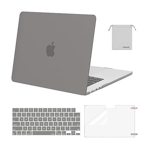 Image of MOSISO Compatible with MacBook Air 15 inch Case M4 M3 M2 2025 2024 2023 Release A3241 A3114 A2941 with Touch ID, Plastic Hard Shell Case&Keyboard Cover&Screen Protector&Storage Bag, Gray