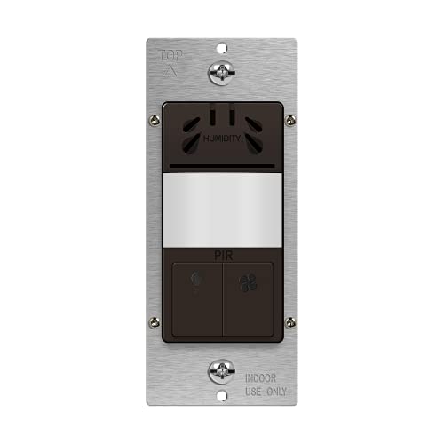 TOPGREENER Humidity Sensor Switch with PIR Lighting Motion Sensor, Neutral Wire Required, Air Moisture Detection for Ventilation Fan, Bathroom Fan Automated Control, UL Listed, TDHOS5-BR, Brown TOPGREENER Humidity Sensor Switch with PIR Lighting Motion Sensor, Neutral Wire Required, Air Moisture Detection for Ventilation Fan, Bathroom Fan Automated Control, UL Listed, TDHOS5-BR, Brown