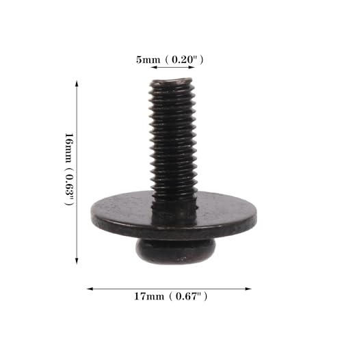 Yibuy 10 Pieces M5x16mm Metal Snare Drum Screws Hardware Kit for Lug Claw Hooks Black - Thumbnail 4