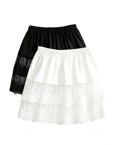 Image of Vanrose Jan Womens Lace Shirt Extender See Through Lace Underskirts Layering Half Slip Clothing Accessories