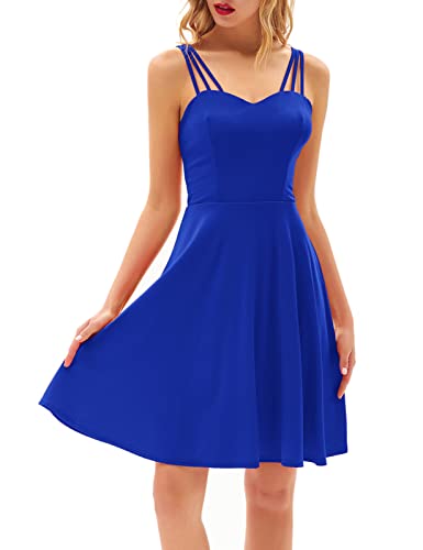 GRACE KARIN Women s Spaghetti Strap Dress V Neck Sleeveless Cocktail Dress Casual Swing A Line Club Party Dresses Royal Blue