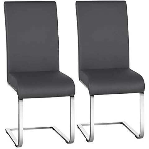 Yaheetech Dark Gray Leather Dining Chairs Set Cover