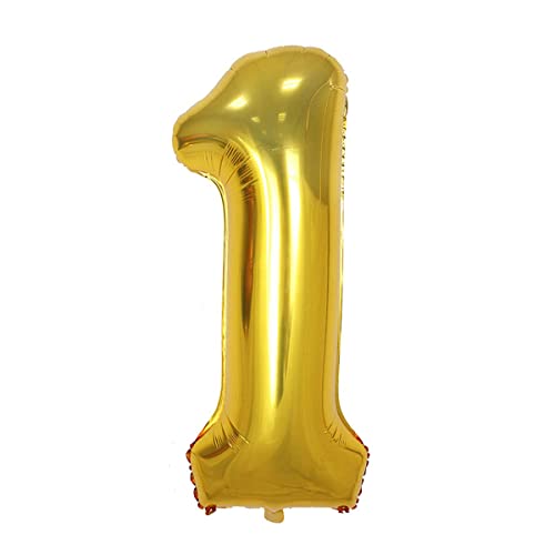 Image of Golden 32 Inches 1 Numbers Shape Large Big Foil Helium Balloons For Party Decorations In Happy Birthday Anniversary Office Items Materials Set Pack, Pack Of 1