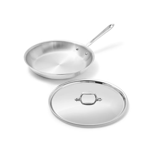 All-Clad D3® Stainless Steel 12 inch Frying Pan With Lid- Made in the USA- The Original Bonded Professional Cookware- Oven Safe & Induction Compatible