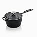 Le Creuset Signature Stielkasserolle aus Gusseisen, Mit Hilfsgriff, Ø 18 cm, 2,2 L, Schwarz matt, 21181180002430